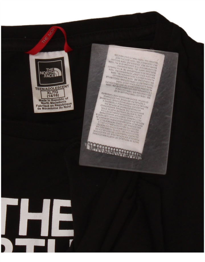 THE NORTH FACE Girls Graphic Top Long Sleeve 14-15 Years XL Black Cotton
