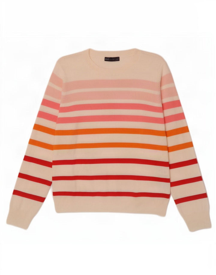 Marks & Spencer Womens Boat Neck Jumper Sweater UK 14 Medium Off White
