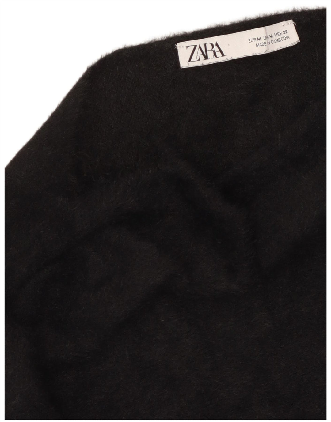 Zara Womens Crop Top Long Sleeve UK 14 Medium Black
