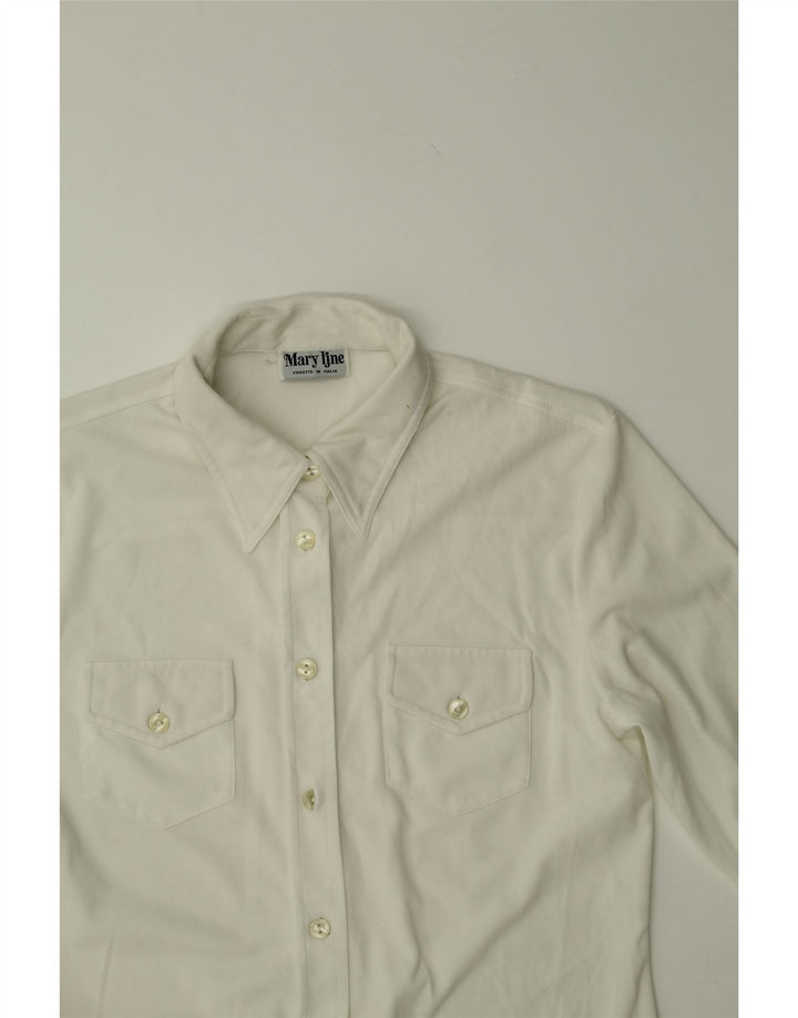 VINTAGE Womens Shirt Blouse UK 14 Large White Polyester Vintage Vintage and Second-Hand Vintage from Messina Hembry 