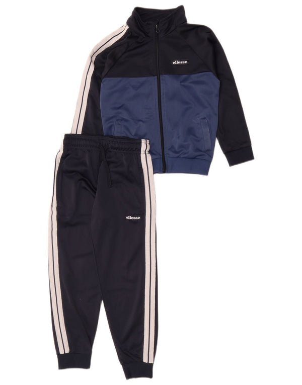 Ellesse Boys Full Tracksuit 6-7 Years Navy Blue Colourblock Polyester