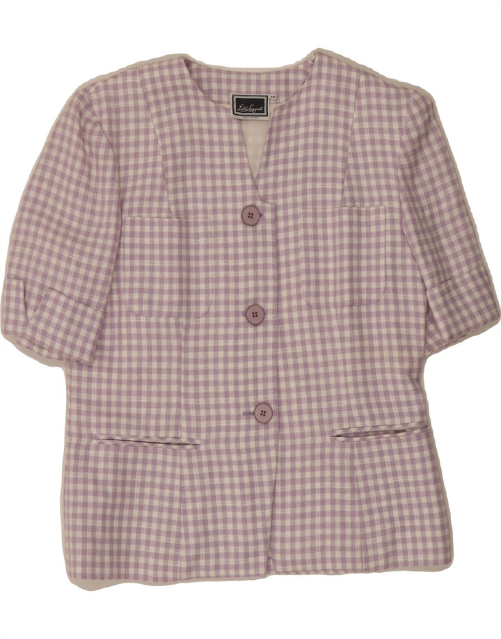 LUISA SPAGNOLI Womens Short Sleeve Blazer Jacket IT 46 Large Purple Vintage Luisa Spagnoli and Second-Hand Luisa Spagnoli from Messina Hembry 