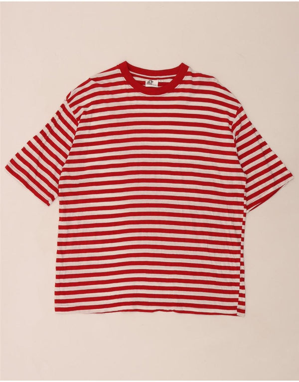 Vintage Mens T-Shirt Top XL Red Striped Cotton