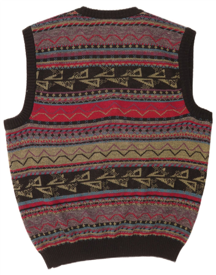 Vintage Mens Vest Tank Top Large Multicoloured Geometric Acrylic