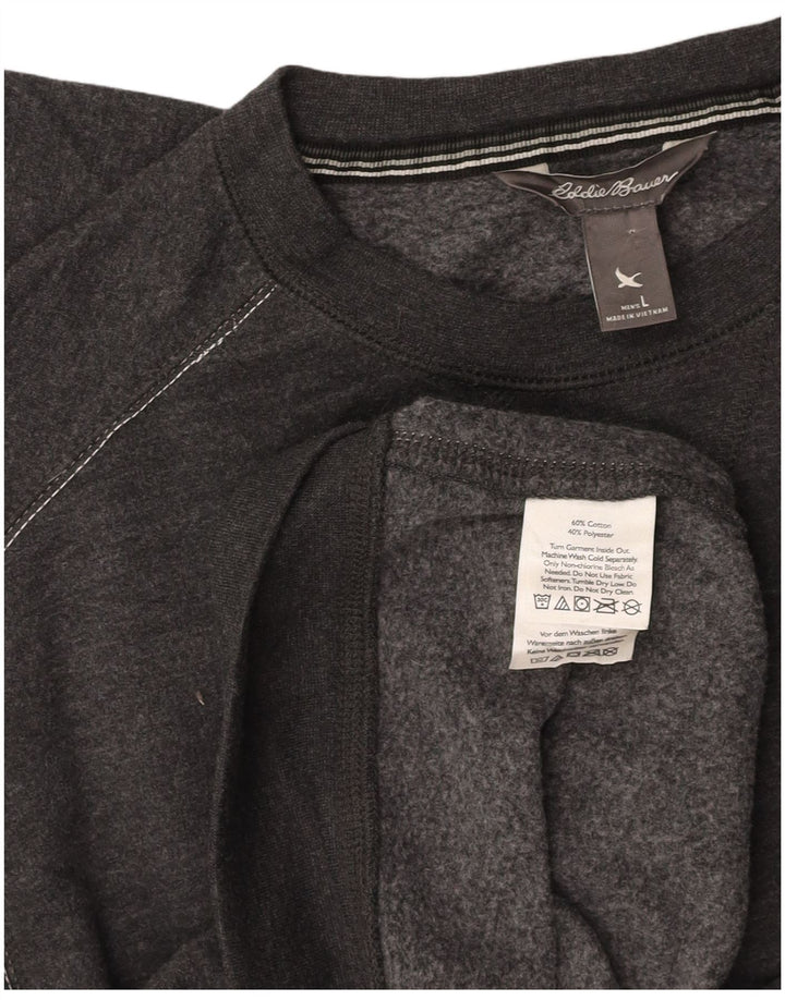 EDDIE BAUER Mens Sweatshirt Jumper Large Grey Cotton