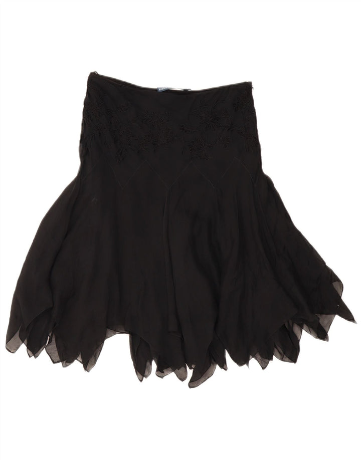 RALPH LAUREN Womens Asymmetrical Skirt US 6 Medium W28 Black Silk