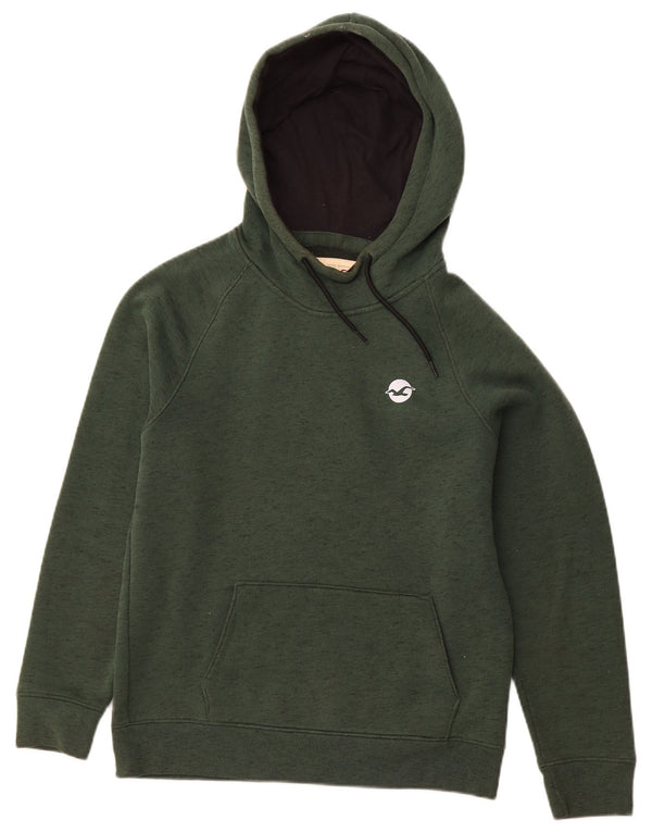 HOLLISTER Mens Hoodie Jumper Small Green Flecked Cotton