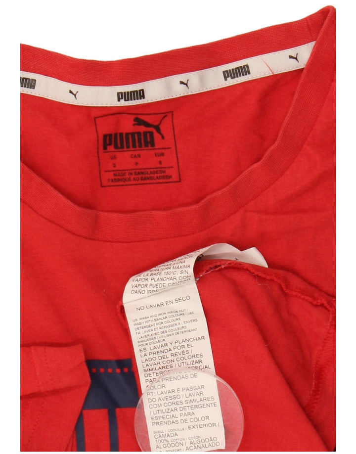 Puma Mens Graphic T-Shirt Top Small Red Cotton