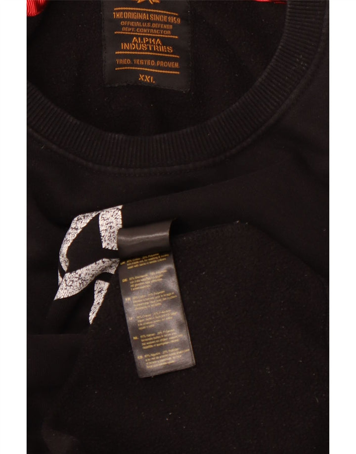 ALPHA INDUSTRIES Mens Graphic Sweatshirt Jumper 2XL Black Cotton