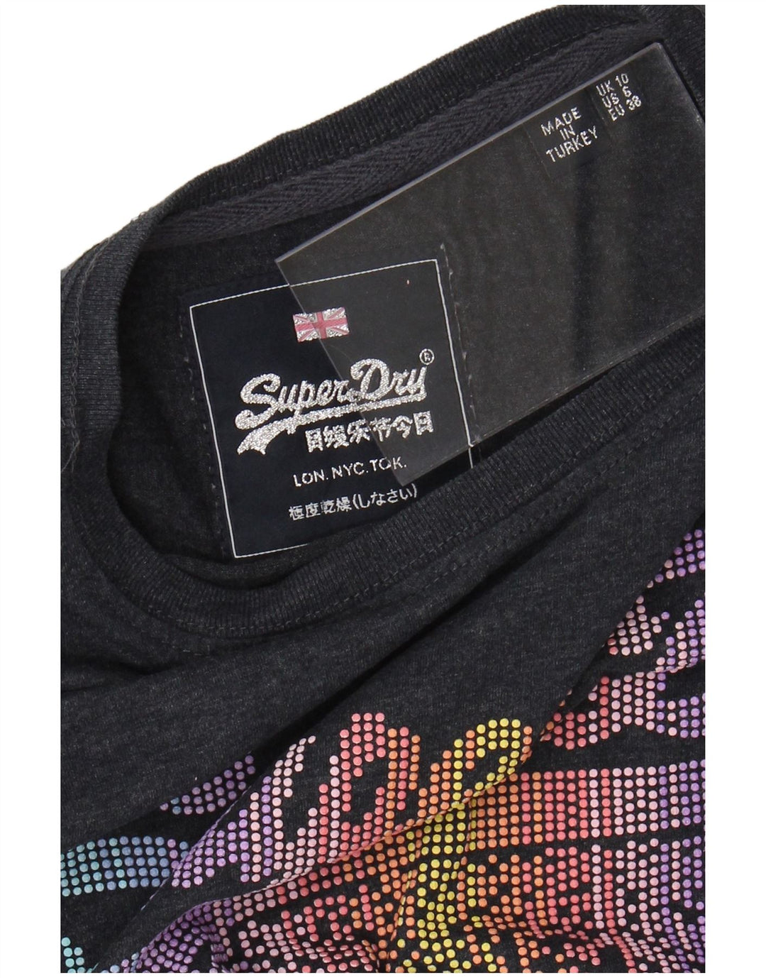 SUPERDRY Womens Graphic T-Shirt Top UK 10 Small Grey