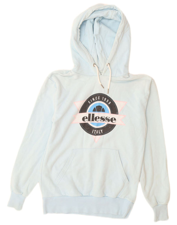 Ellesse Womens Graphic Hoodie Jumper UK 8 Small  Blue Cotton