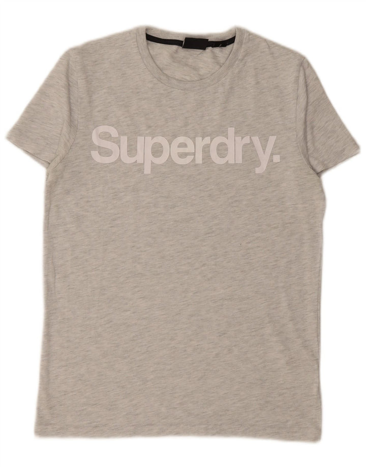 SUPERDRY Mens Graphic T-Shirt Top Medium Grey Flecked Cotton