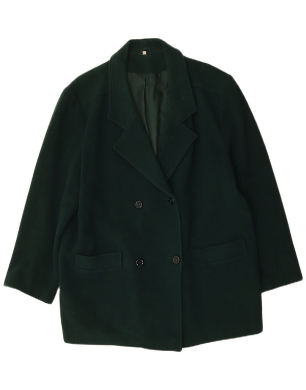 Vintage Womens Oversized Double Breasted Coat UK 18 XL Green New Wool