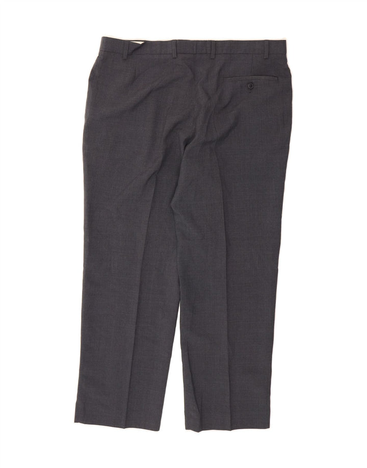 MARKS & SPENCER Mens Straight Chino Trousers W38 L29 Grey Polyester Vintage Marks & Spencer and Second-Hand Marks & Spencer from Messina Hembry 