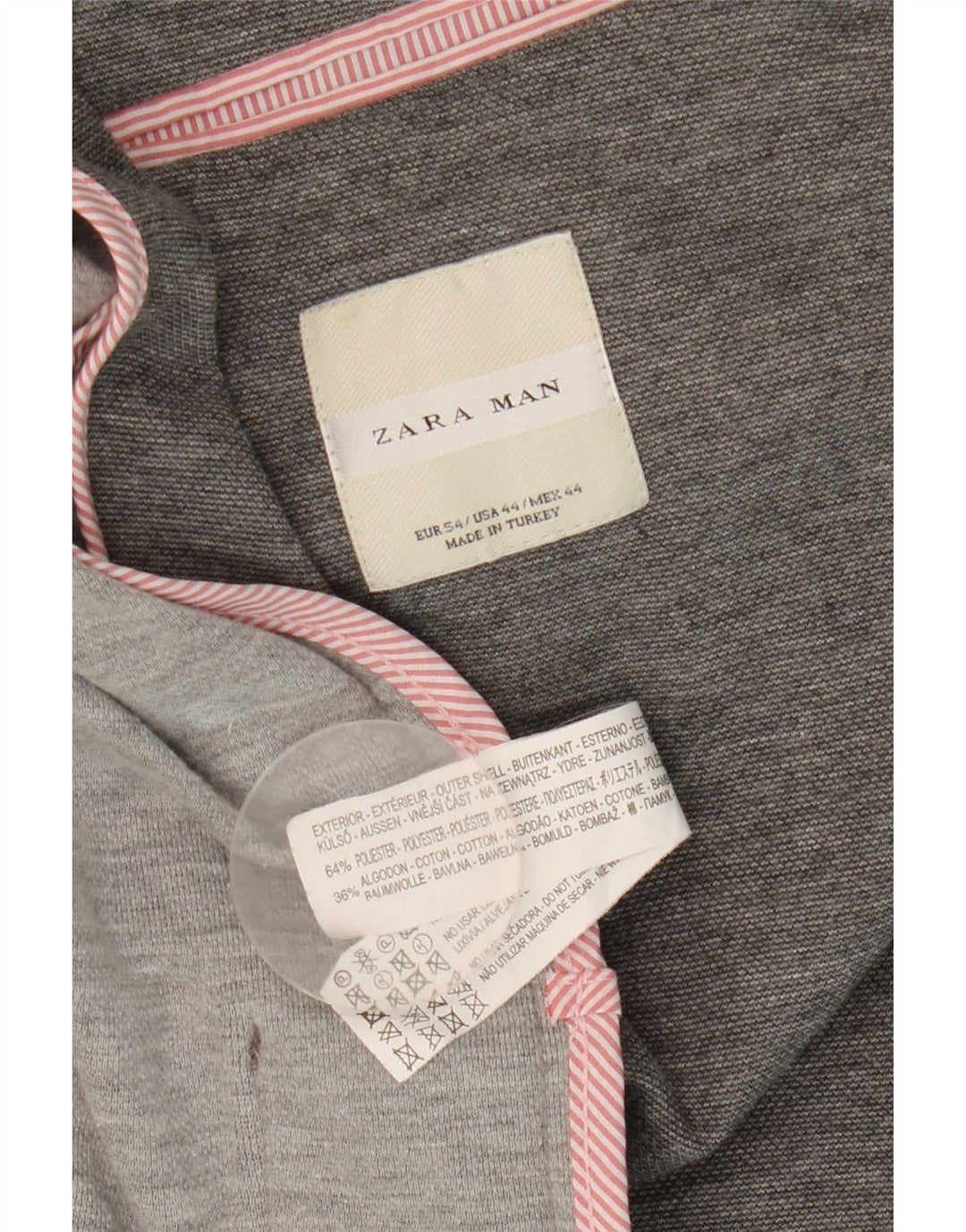 Zara Mens 2 Button Blazer Jacket EU 54 XL Grey Polyester