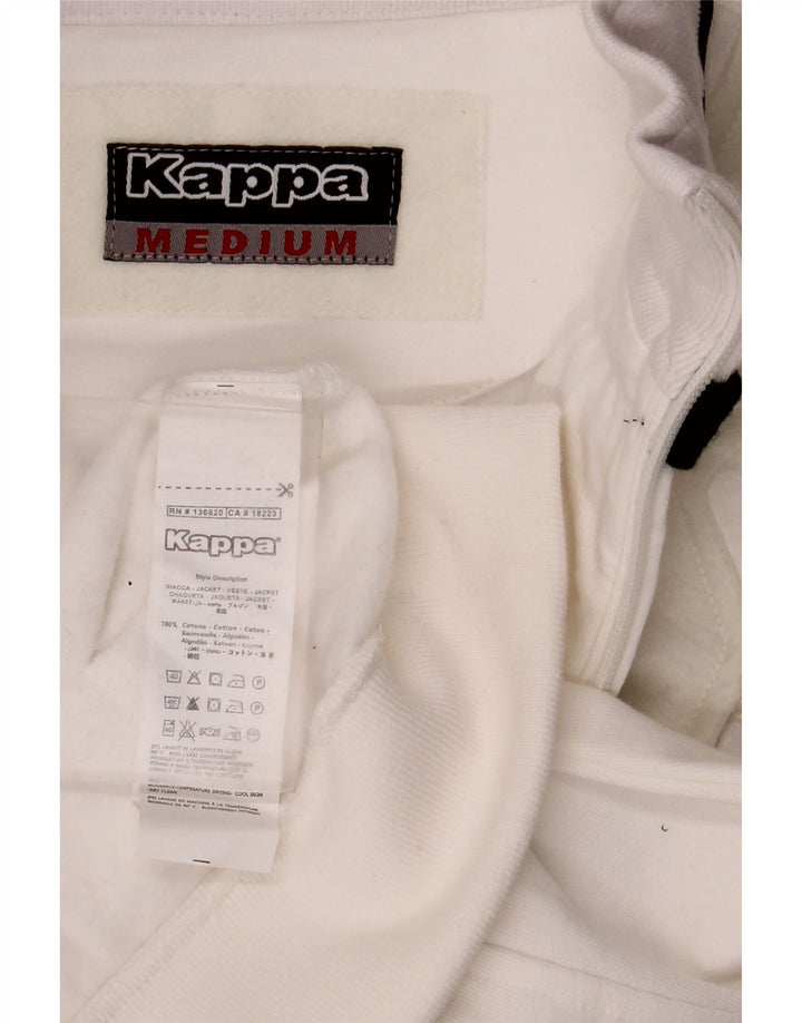 Kappa Womens Tracksuit Top Jacket UK 12 Medium White Cotton