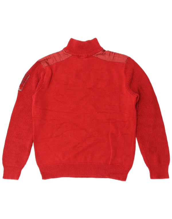 Marina Militare Womens Graphic Zip Neck Jumper Sweater UK 18 XL Red Cotton