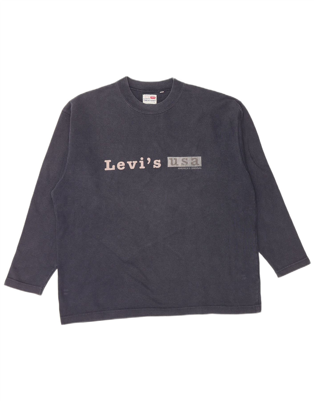 LEVI'S Mens Graphic Sweatshirt Jumper Large Navy Blue Cotton