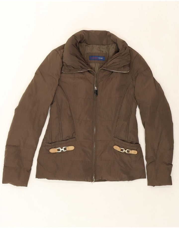 TRUSSARDI JEANS Womens Padded Jacket IT 44 Medium Brown Polyester Vintage Trussardi Jeans and Second-Hand Trussardi Jeans from Messina Hembry 