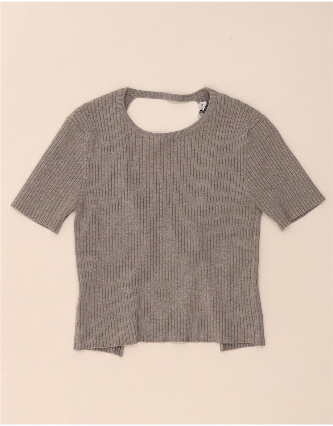 Zara Womens Crop Blouse Top UK 12 Medium Grey