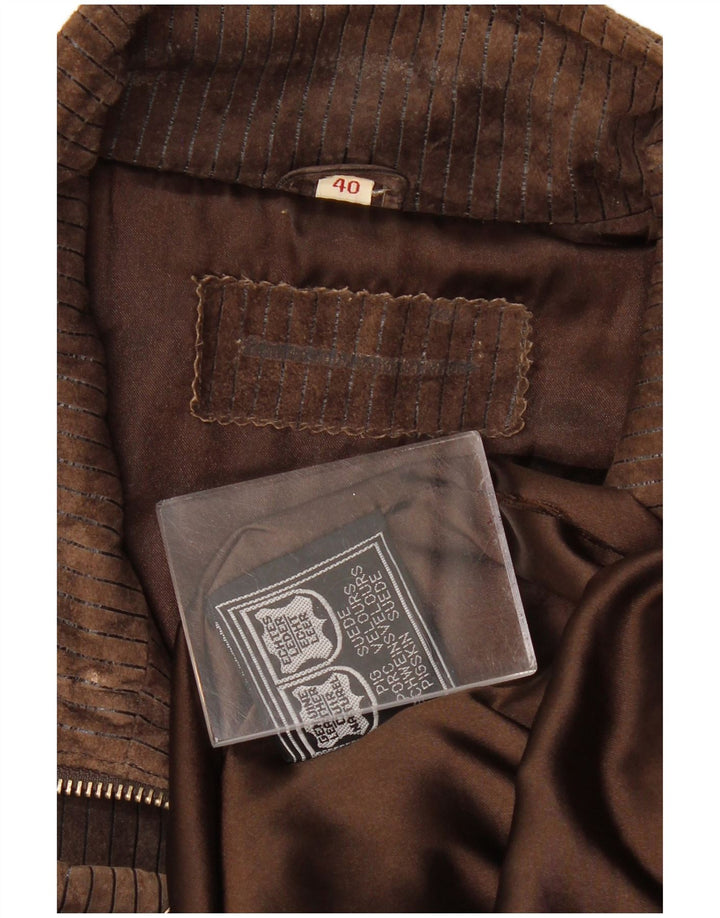 VINTAGE Mens Suede Gilet UK 40 Large Brown Leather