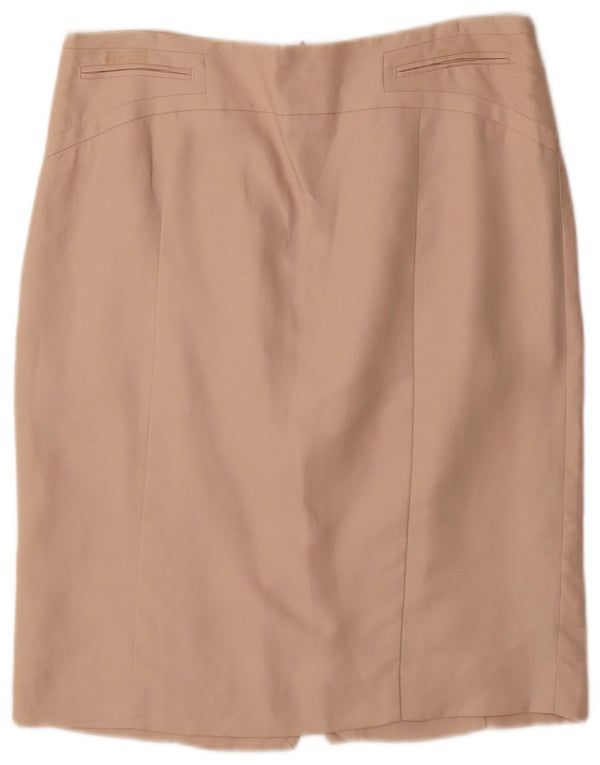 ZARA Womens High Waist Pencil Skirt XL W32  Beige Rayon