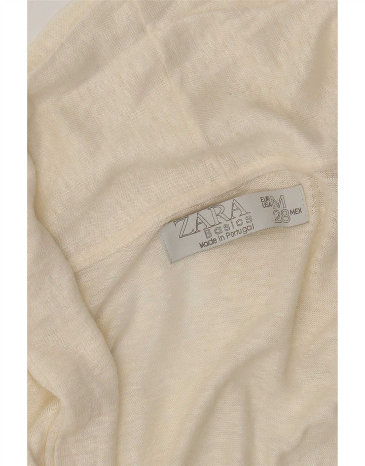Zara Womens Crop Open Cardigan Sweater UK 12 Medium Off White