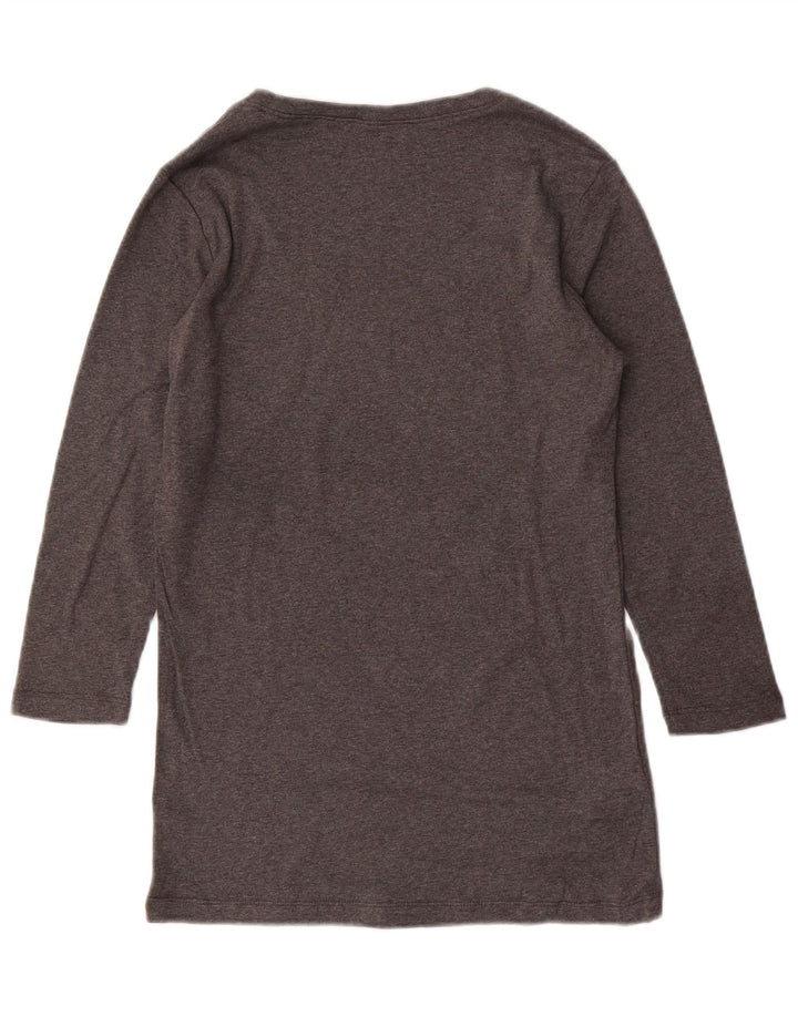 EDDIE BAUER Womens Top 3/4 Sleeve UK 12 Medium Grey Cotton
