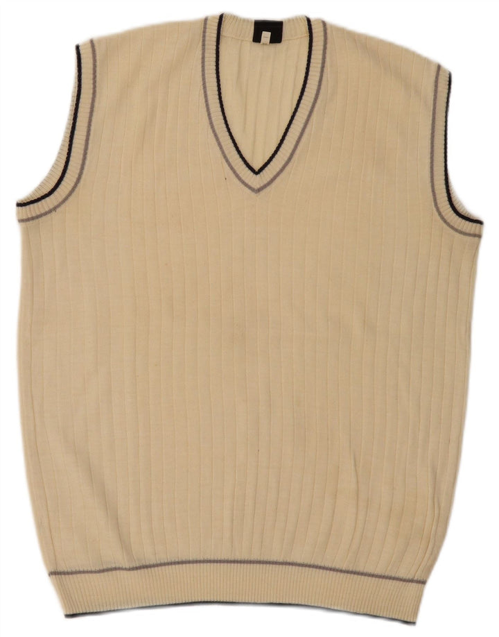 Vintage Mens Vest Tank Top IT 52 Large Beige Polyacrylic