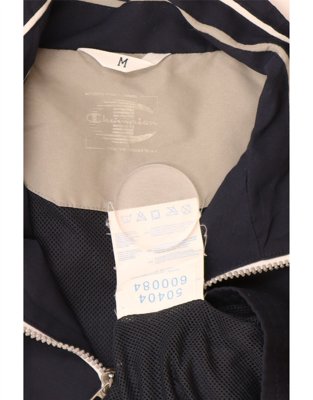 CHAMPION Mens Tracksuit Top Jacket Medium Navy Blue Colourblock Polyester