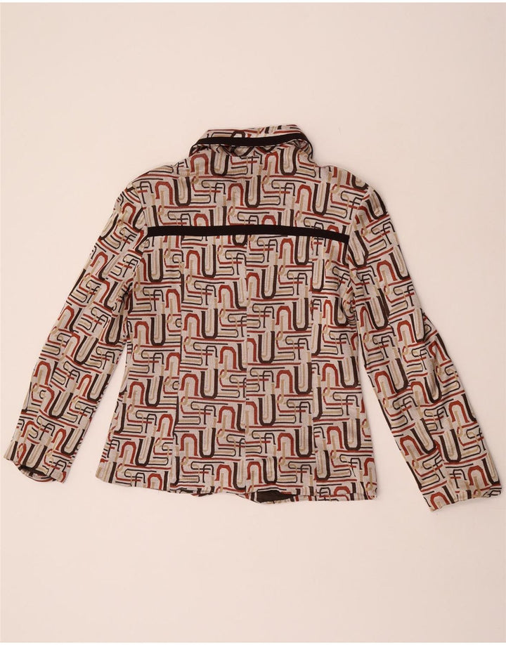 Swish Womens 5 Button Blazer Jacket UK 14 Medium Beige Geometric