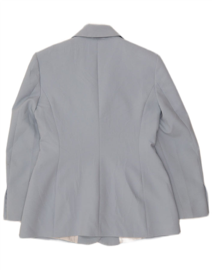 Zara Womens 3 Button Blazer Jacket UK 12 Medium Blue Polyester