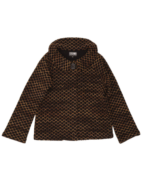 Casamia Womens Overcoat UK 14 Medium Brown Geometric Acrylic