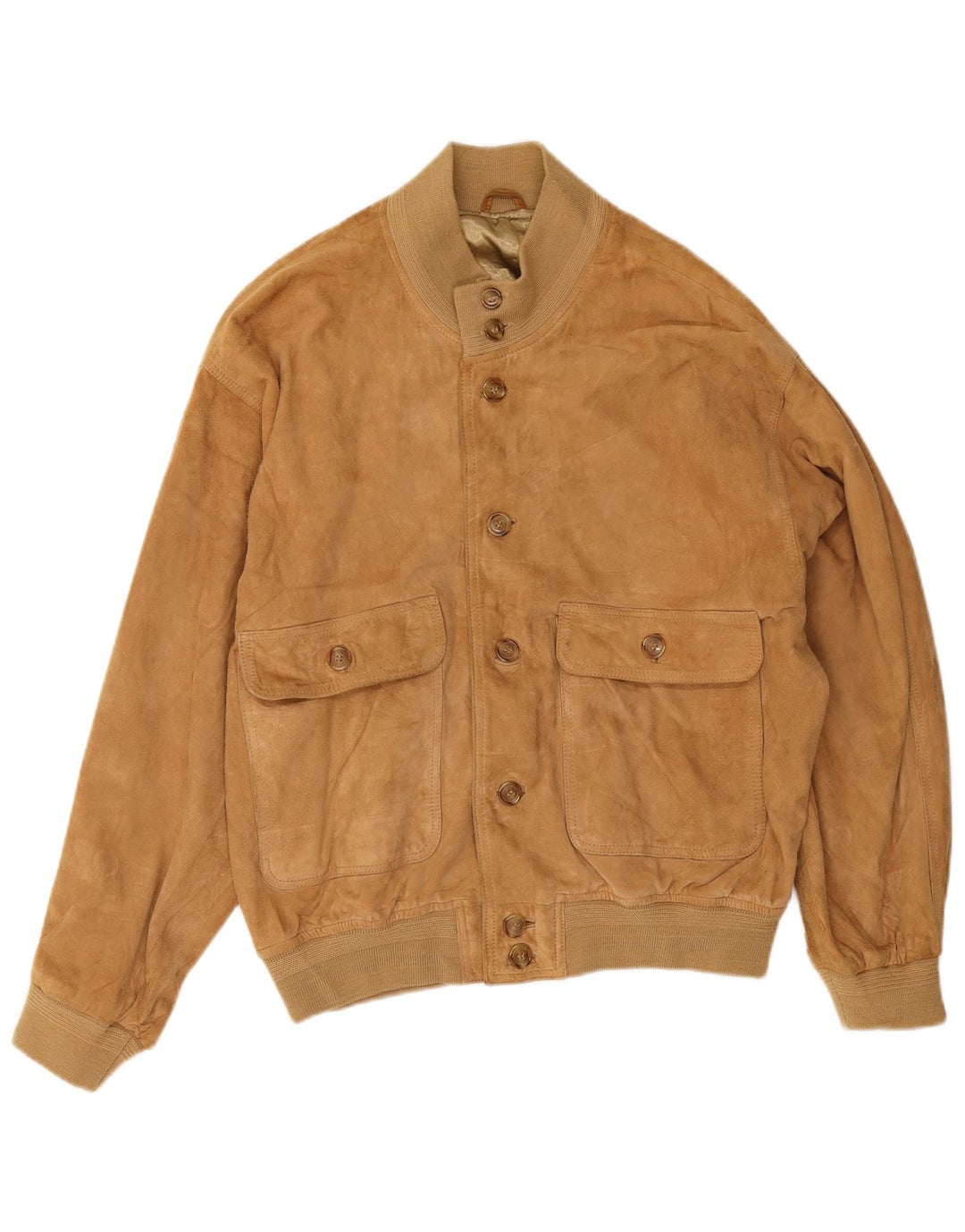 Vintage Mens Suede Bomber Jacket IT 48 Medium Beige Suede