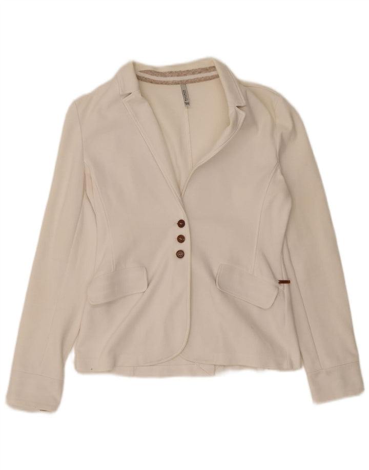Woolrich Womens 3 Button Blazer Jacket UK 10 Small White Cotton