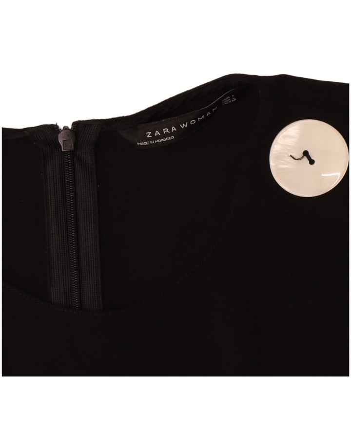 Zara Womens 3/4 Sleeve Blouse Top UK 16 Large Black Polyester