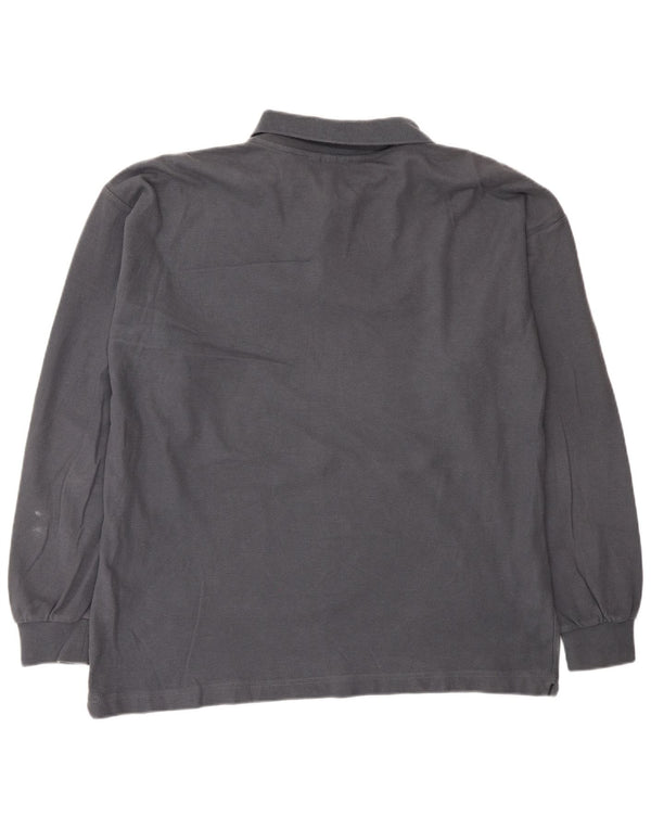 DIADORA Mens Long Sleeve Polo Shirt IT 48 Medium Grey Cotton