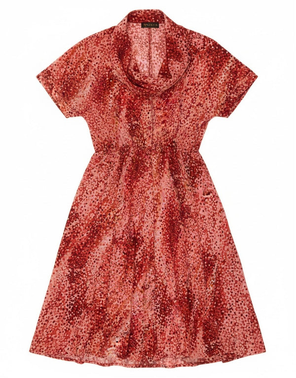 Vintage Womens A-Line Dress IT 50 XL Burgundy Spotted