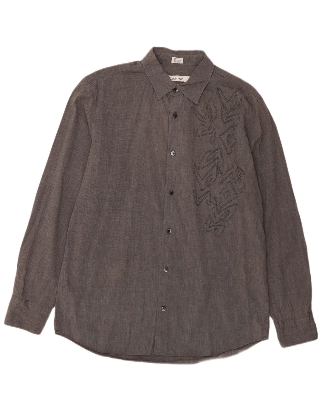 CALVIN KLEIN Mens Modern Fit Shirt Medium Grey Cotton