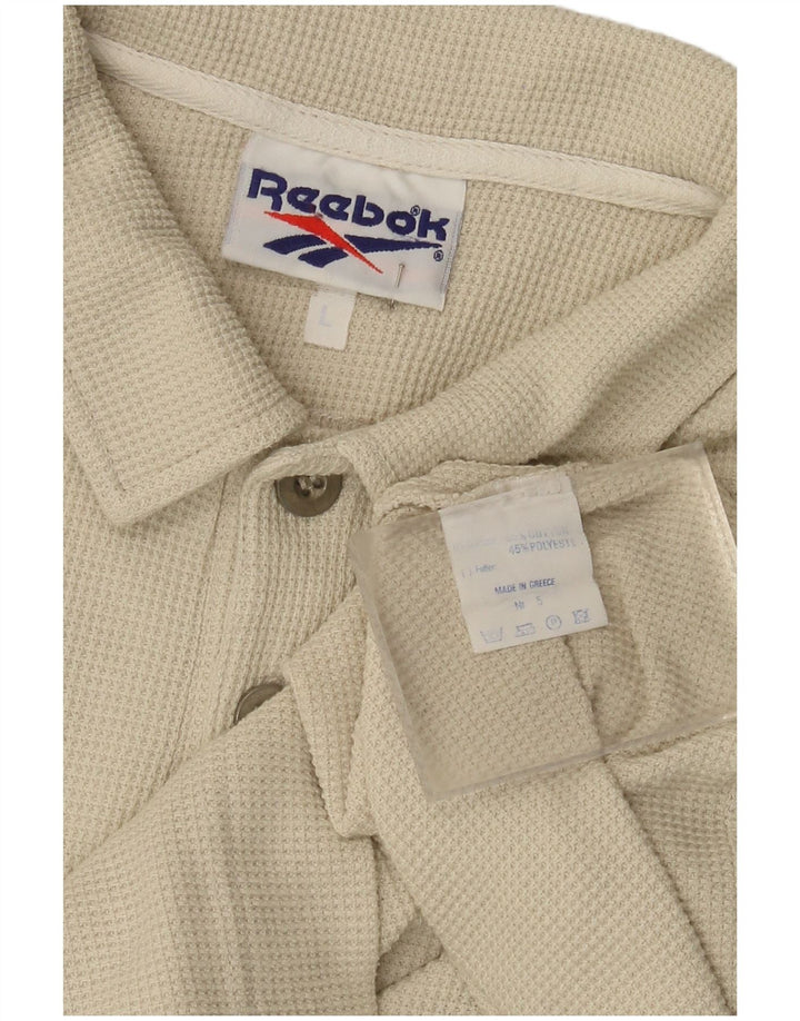 Reebok Mens Polo Shirt Large Beige Cotton