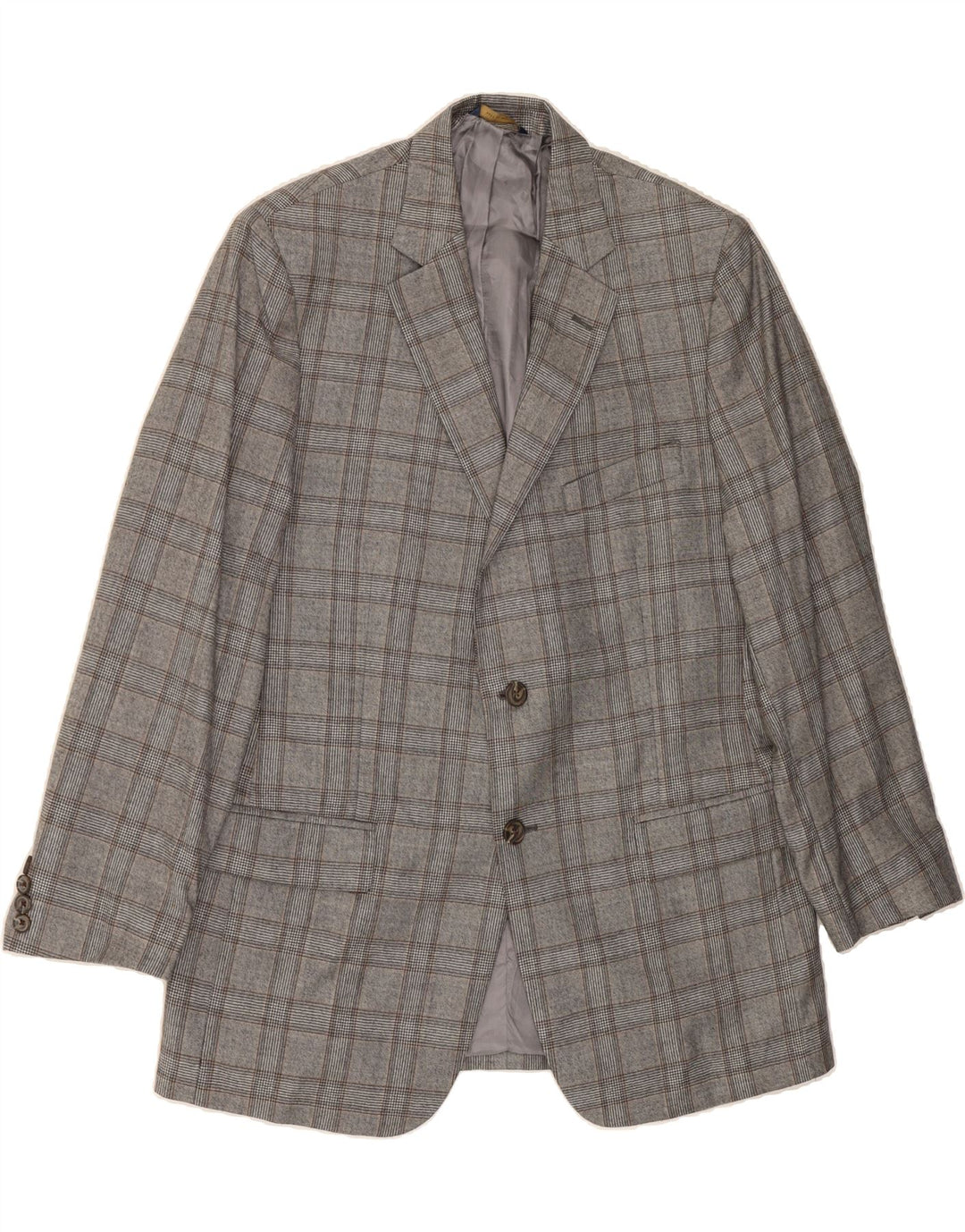 BROOKS BROTHERS Mens 2 Button Blazer Jacket UK 42 XL Grey Check Cotton Vintage Brooks Brothers and Second-Hand Brooks Brothers from Messina Hembry 