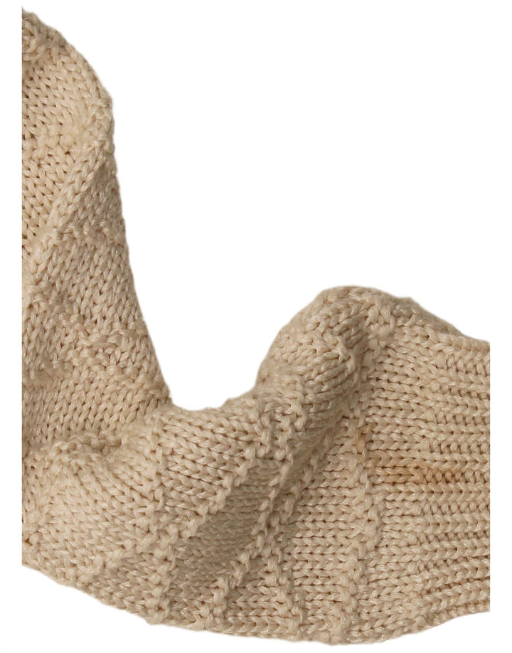 Zara Mens V-Neck Jumper Sweater XL Beige Acrylic