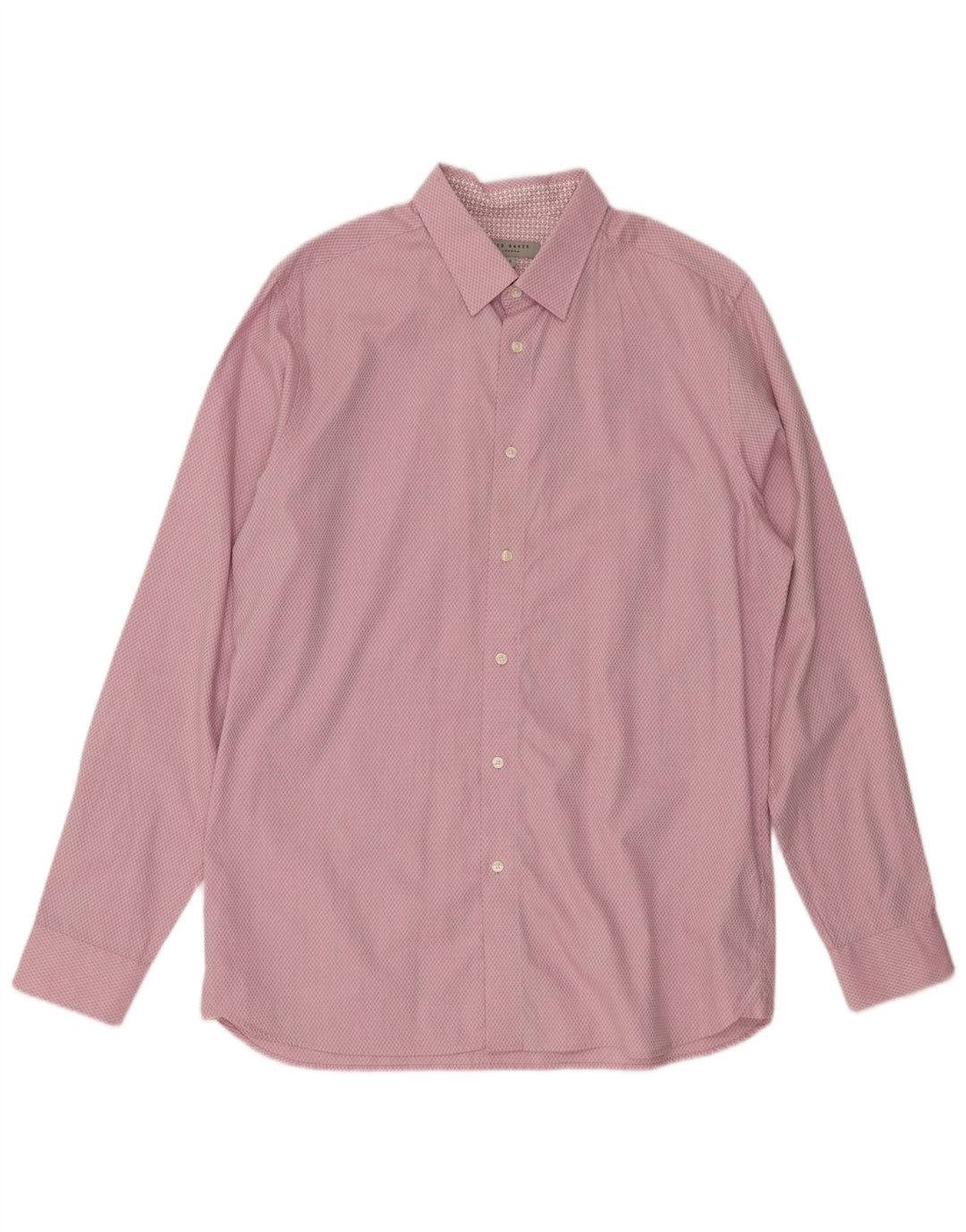 Ted Baker Mens Shirt Size 4 Large Pink Argyle/Diamond Cotton