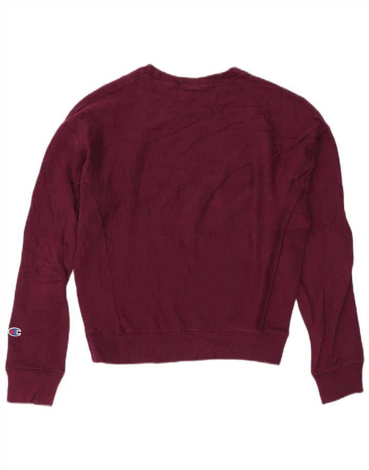 CHAMPION Womens Graphic Oversized Sweatshirt Jumper UK 10 Small Burgundy