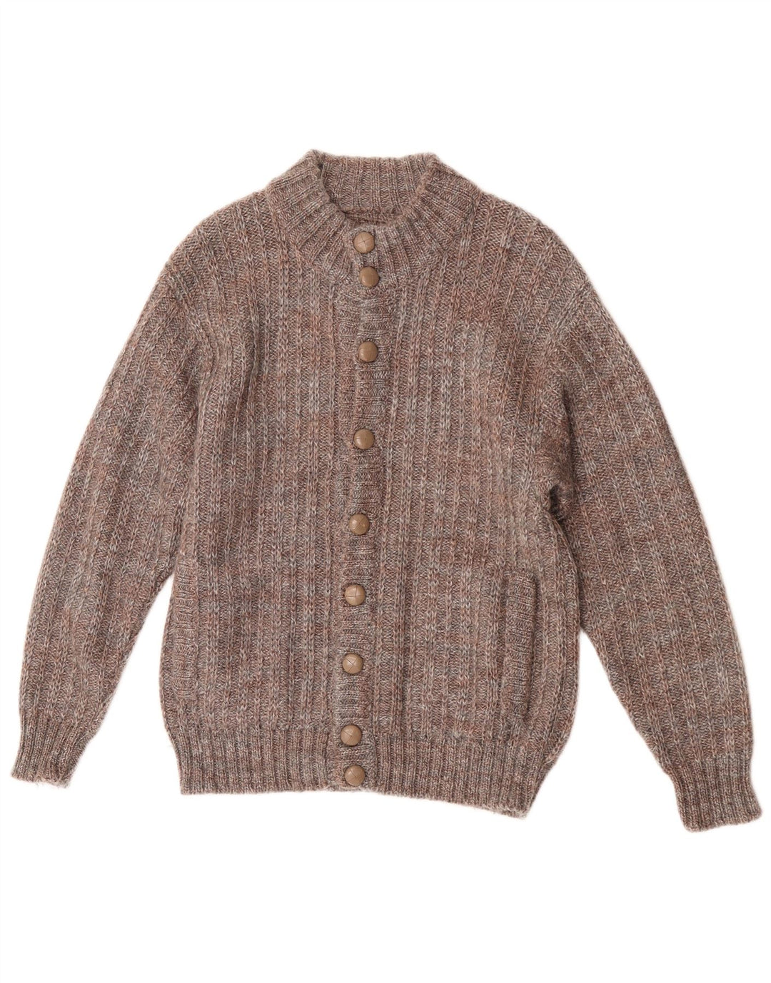 Vintage Mens Cardigan Sweater Small Brown