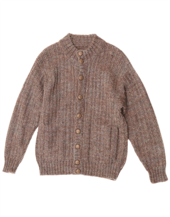 Vintage Mens Cardigan Sweater Small Brown