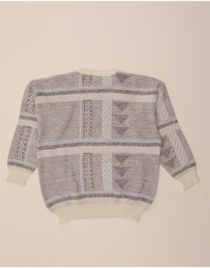 ST MICHAEL Mens Crew Neck Jumper Sweater IT 52/54 Large Grey Geometric Vintage St Michael and Second-Hand St Michael from Messina Hembry 