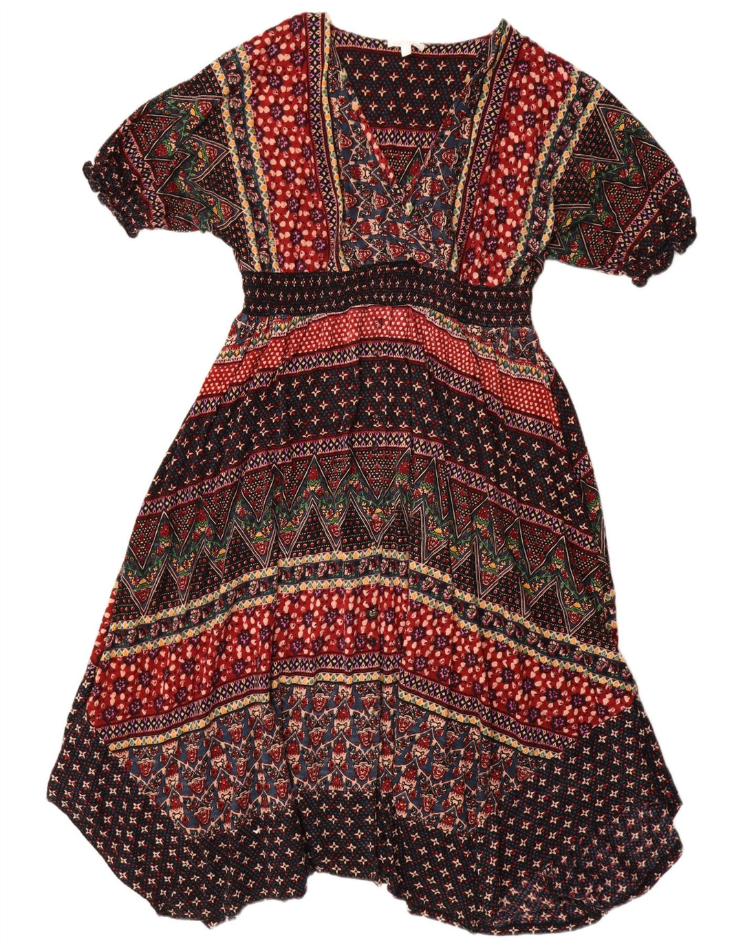 Monsoon Womens Asymmetrical Dress UK 16 Large Multicoloured Floral Cotton