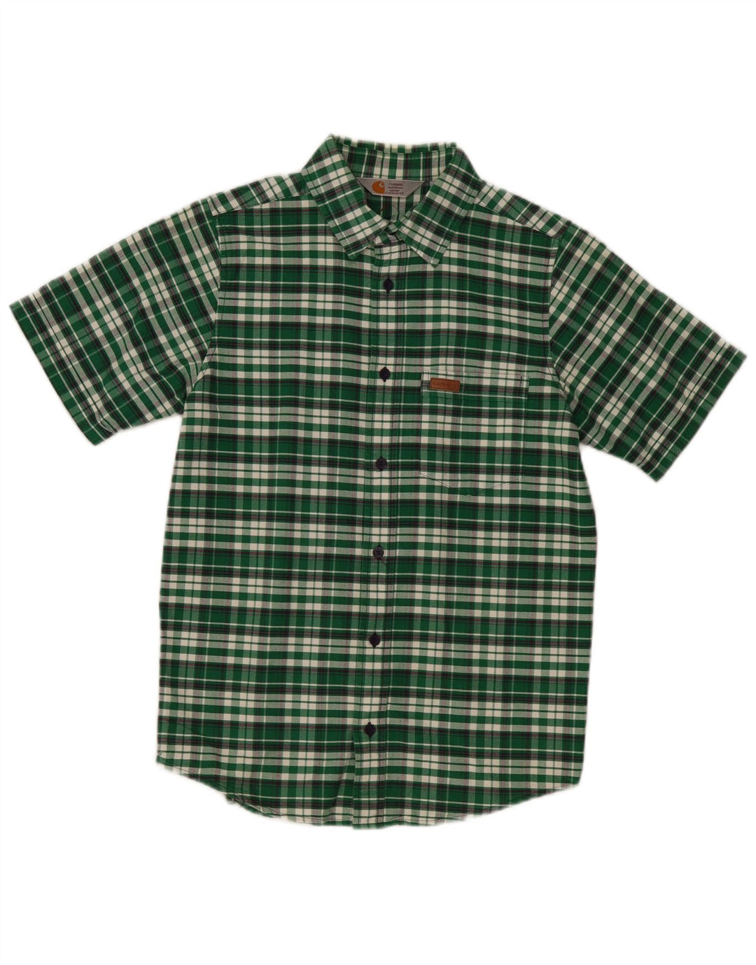 CARHARTT Mens Short Sleeve Shirt Small Green Check Cotton