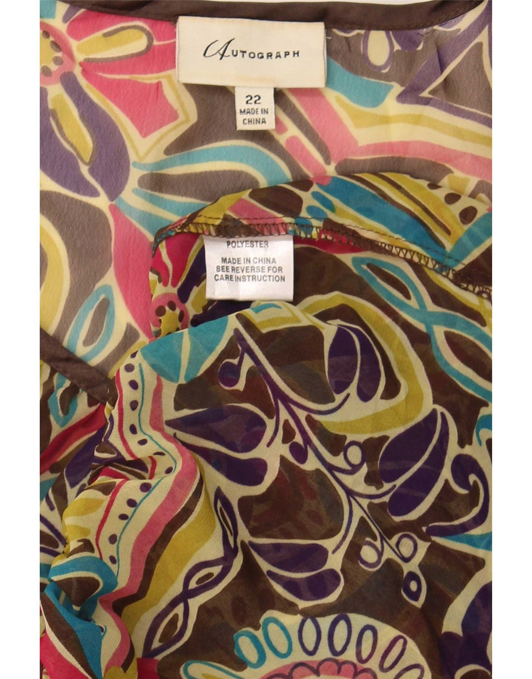 Marks & Spencer Womens See Through Blouse Top UK 22 3XL Multicoloured